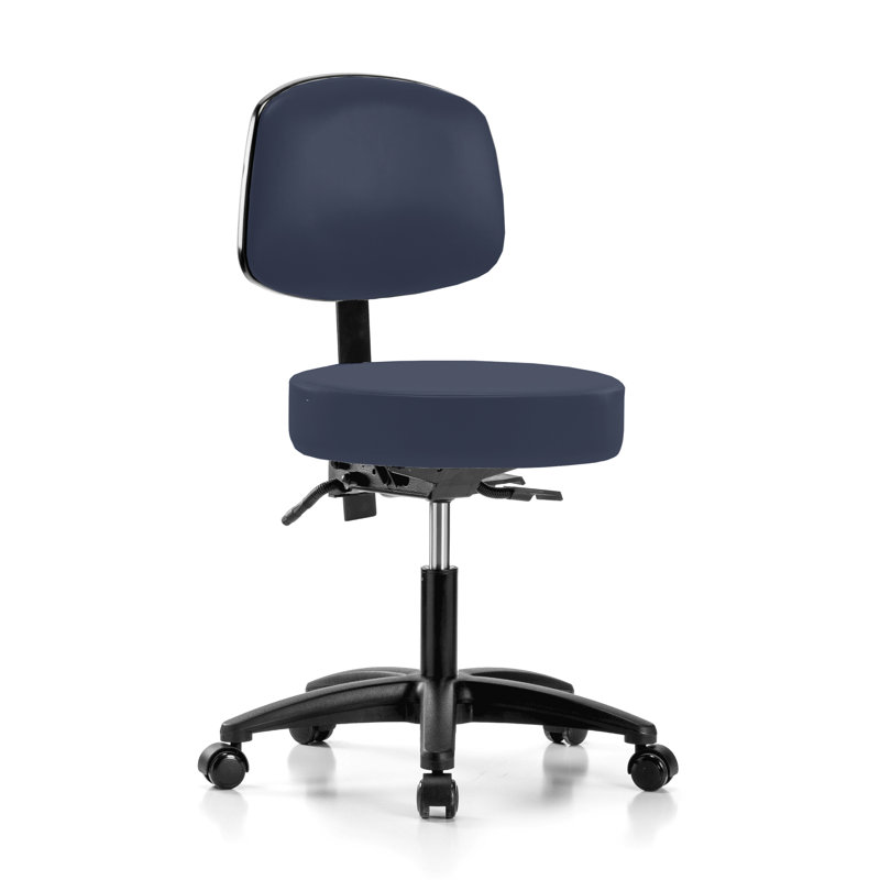 Tabouret de médecin réglable en hauteur avec dossier Channahon PERCH Walter | Hauteur du bureau: 18,5 à 24 po, H 37,5 po