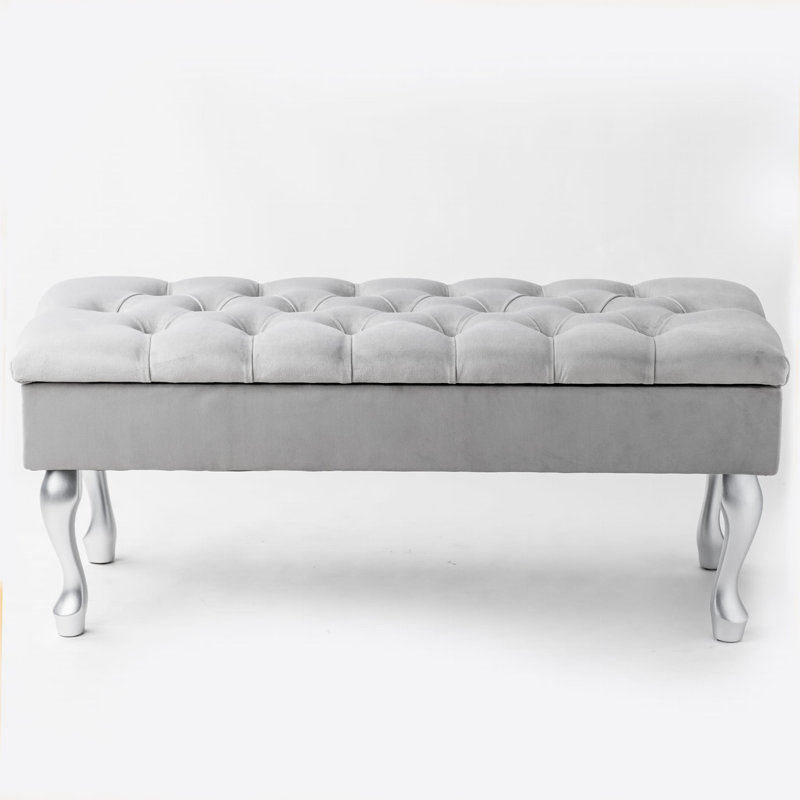 Hulse Velvet Upholstered Storage Bench, H44 x W60 x D40cm, Grey