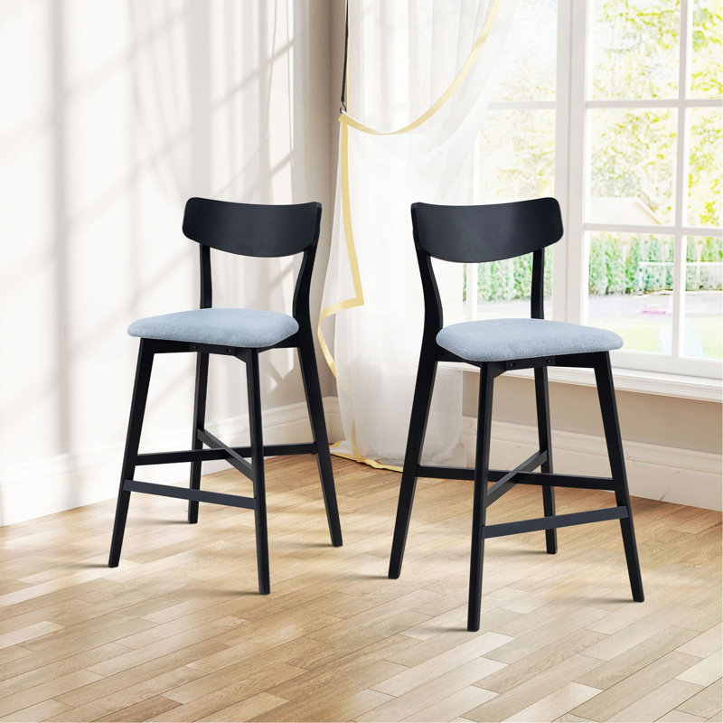 Ensemble de tabourets de comptoir Modern Modern de 2 à 26 po de hauteur en cuir de polyuréthane durable, certifié BIFMA pour bar à la maison, îlot de cuisine et café, noir