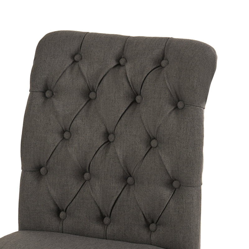 Ensemble de 2 élégantes chaises capitonnées à boutons avec plateau roulé