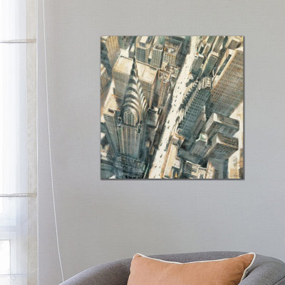 Aerial View Chrysler Bldg by Matthew Daniels - Wrapped Canvas Print