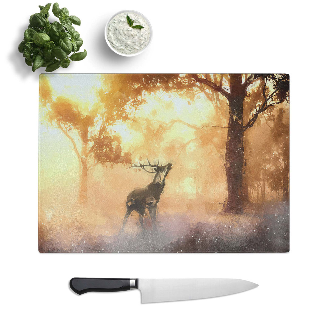 Tempered Glass Deer Stag in an Autumn Forest Chopping Board