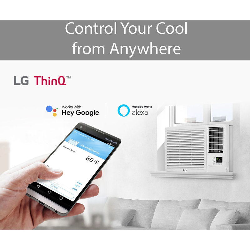 LG 18000 BTU White Wi-Fi Window Air Conditioner with Heater and Remote