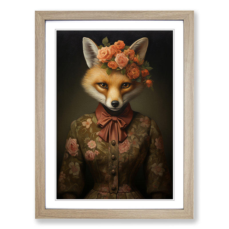Fox Gothic - Framed Print, Oak, 34cm H x 25cm W x 2cm D