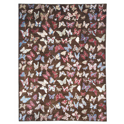 High-Quality Hand-Knotted Red And Black Area Rug