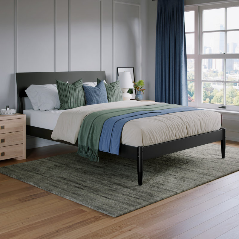 Lit plateforme avec tête de lit ajustable Bradford, Black, Lit double