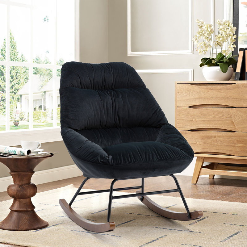 Chaise berçante Ireri, Velours noir