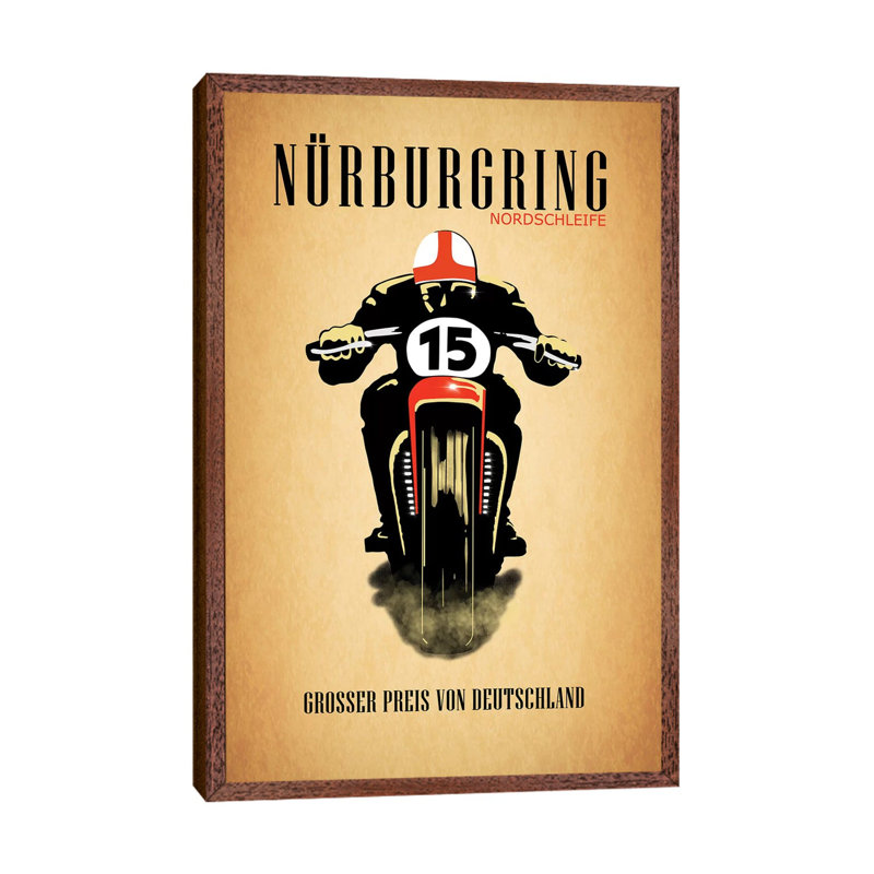 Nurburgring Nordschleife 1 Piece Wall Art on Canvas, 152.4cm H x 101.6cm W x 3.81cm D, Classic Brown Wood Framed