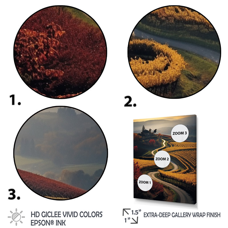«Scenic Enchanting Vineyard II», impressions sur toile, Cadre photo noir, H 20 po x l 12 po x P 1 po
