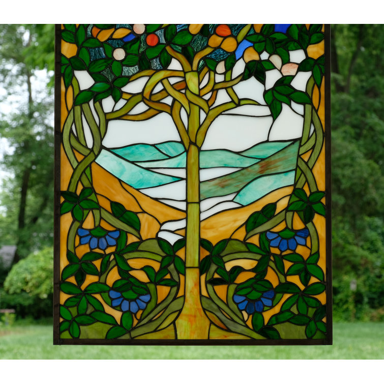Stained Glass TREE OF LIFE window panel Studio Hand Crafted USA