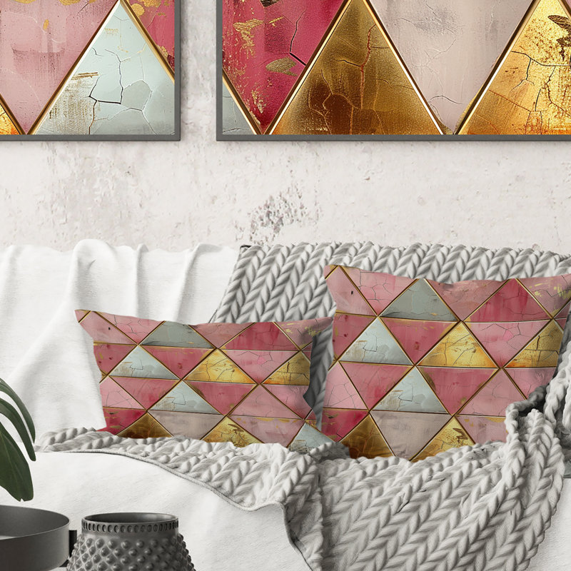 Coussin lombaire rose Midcentury Triangle I - Mid-Century