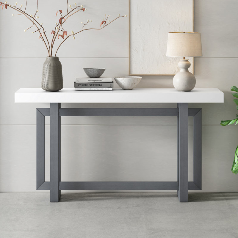 Table d'entrée 59,1 "peinte avec placage de pin, Gray