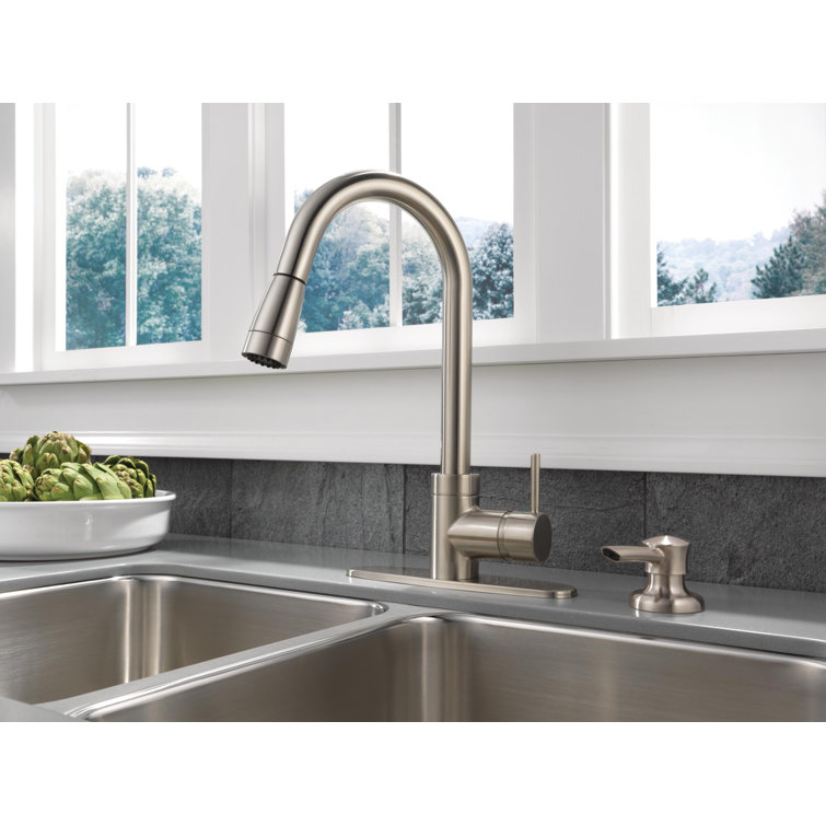 Apex Integrated Pull Down Single Handle Kitchen Faucet with Soap Dispenser