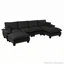 Canapé modulaire modulaire, canapé en U en forme de nuage avec conception de voilier, canapé en chenille confortable à 6 places avec repose-pieds mobile pour le salon-129595034