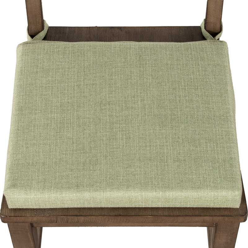 Birch Lane Turbo 2" Textured Solid Dining Chair Seat Pad with Ties - 14 Colors Available!, Green