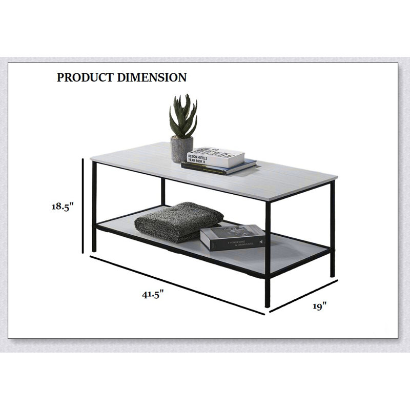 Ensemble de table de style rustique 3 pièces blanc avec rangement à deux couches, parfait pour les salons minimalistes, Blanc