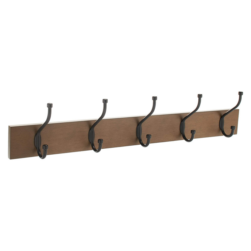Rectangular Farmhouse Wall-Mounted Coat Rack, Brown