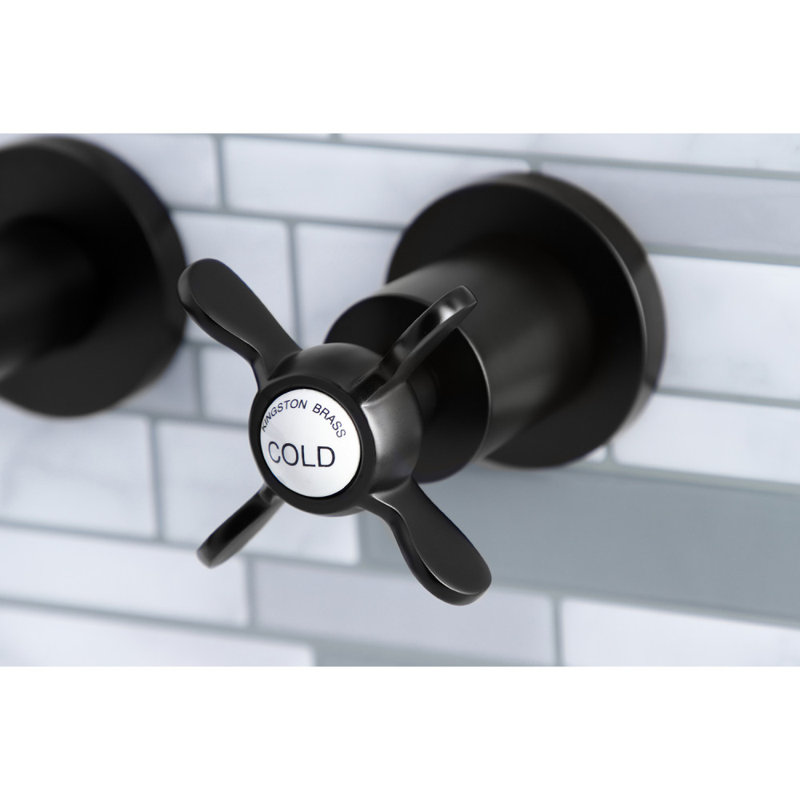 Kingston Brass Essex Two-Handle 3-Hole Wall Mount Bathroom Faucet, Matte Black