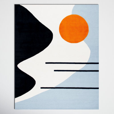 Felipe Ivory Blue Hand-Tufted Wool Abstract Rug