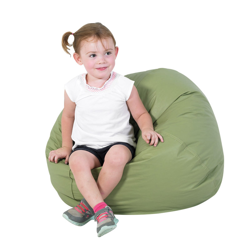 26" Cozy Woodland Round Bean Bag, Sage Faux Leather