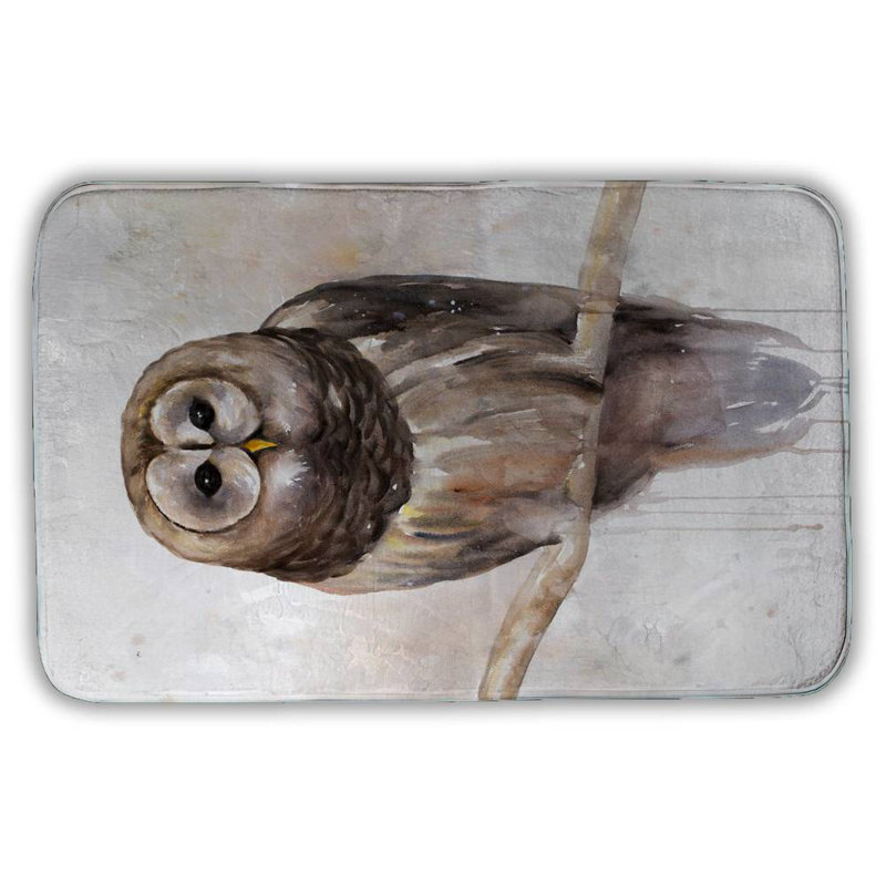 Barred owl Bath Mat with Non-Slip Backing - Quick Dry Memory Foam Bathroom Rug - Absorbent - Modern Plush Spa-Style - Machine Washable