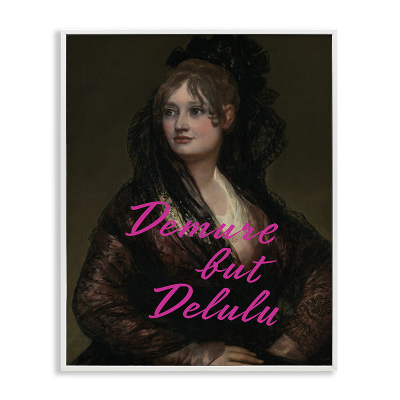 Giclée encadrée Iconic Demure But Delulu, design par Grotto Studios, H 30 po x l 24 po, Giclée encadrée blanc bord de mer
