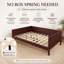 Lit de jour Cavrelisse en bois pleine grandeur avec cadre à trois côtés, canapé-lit plateforme en noyer foncé, construction en pin, contreplaqué et MDF, 10 lattes de soutien pour matelas, aucun sommier requis-2072742780