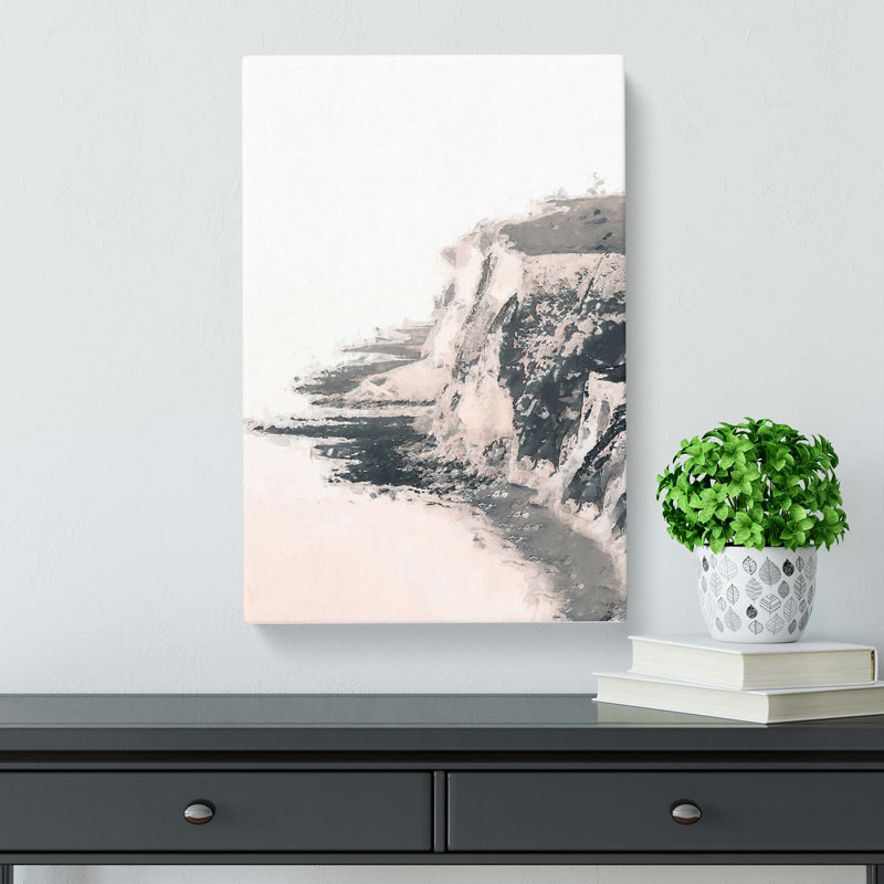 The White Cliffs of Dover in Sepia in Abstract - Wrapped Canvas, 91cm H x 60cm W x 3cm D