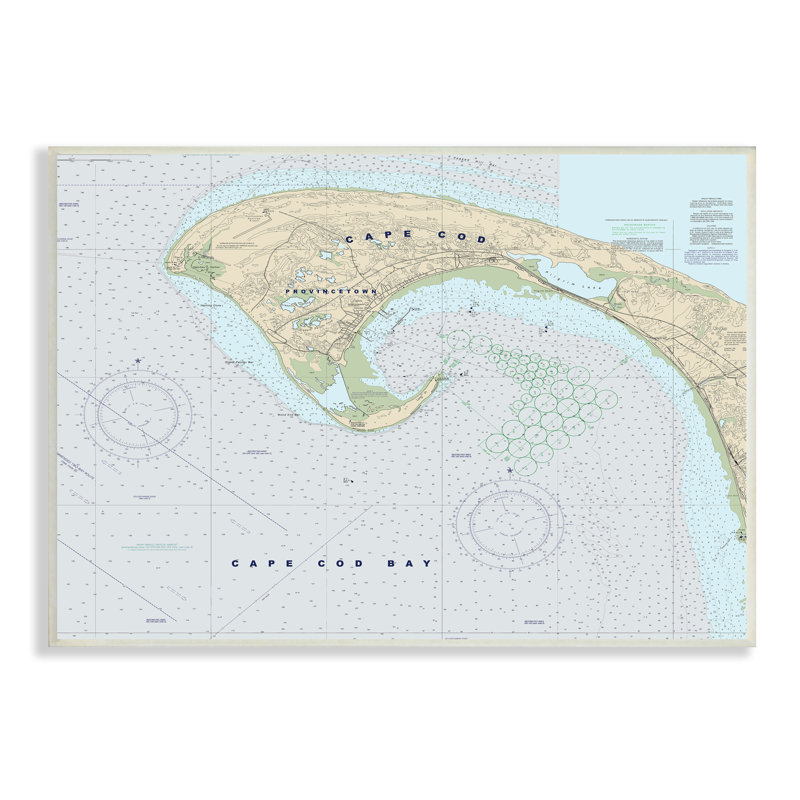Carte nautique traditionnelle de Cape Cod, Massachusetts, par Daphne Polselli - impression, H 13 po x l 19 po, Plaque murale