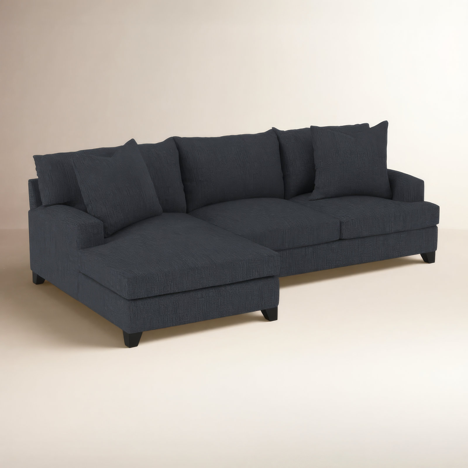 Shorewood Upholstered Chaise L-Sectional, Heavenly Naval, Left Hand Facing