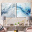 «Grey and Blue Glacier Charm», ensemble de 2 collages abstraits carrés-392490372-392490398