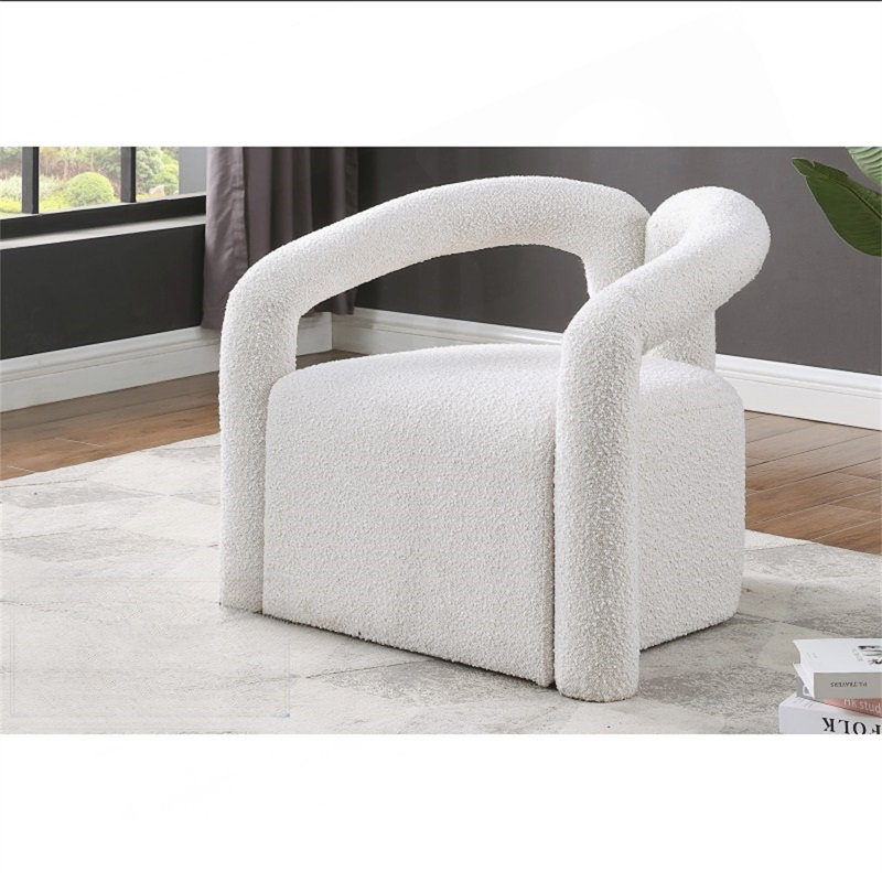 Fauteuil demi-tonneau Kierson, Crème Boucle
