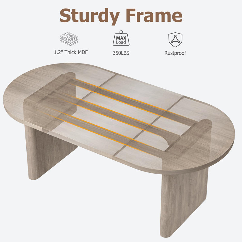 Table de salle à manger 62,29 "rustique ovale pour 4 à 6 personnes, grande table de cuisine en bois avec base robuste, table de salle à manger moderne en bois aggloméré, facile à assembler
