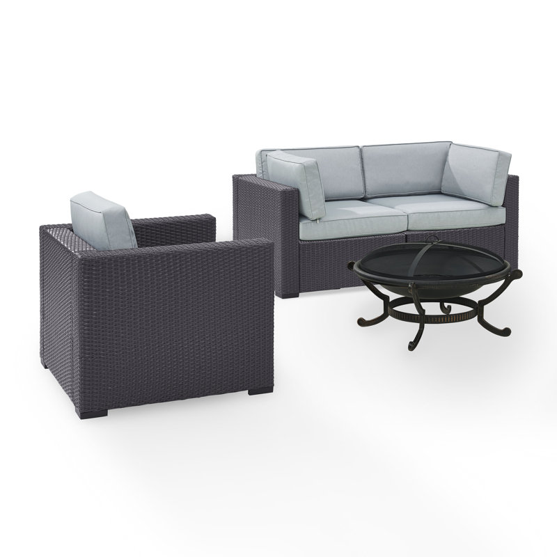 Ensemble de conversation modulaire avec coussins 4 pièces Arbedella, Brume