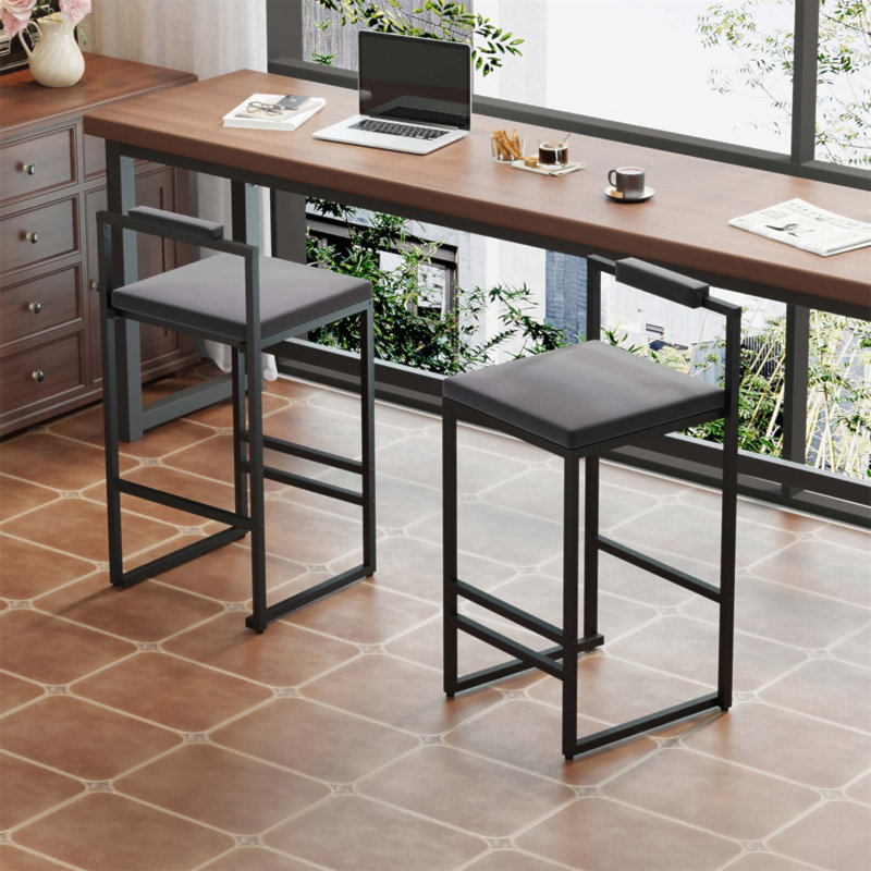 Luxurious Velvet Upholstered Bar Stools With Footrest And Backrest, Set Of 2 For Modern Kitchen Islands And Dining Areas