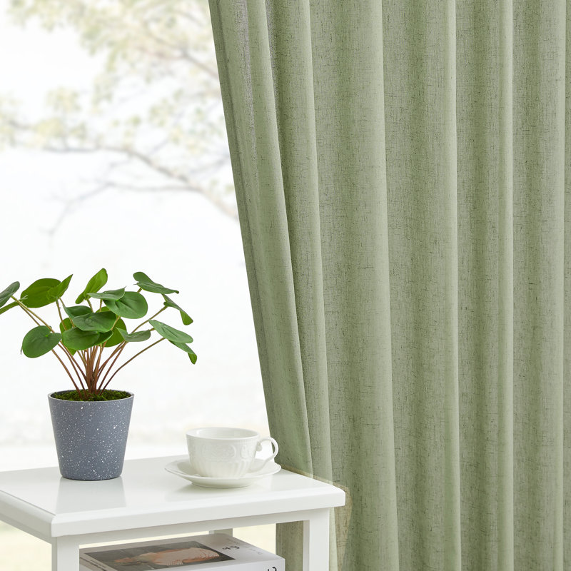  Draycott Semi Sheer Back Tab Curtain Panel Pair, 52" W x 108" L, Sage Green