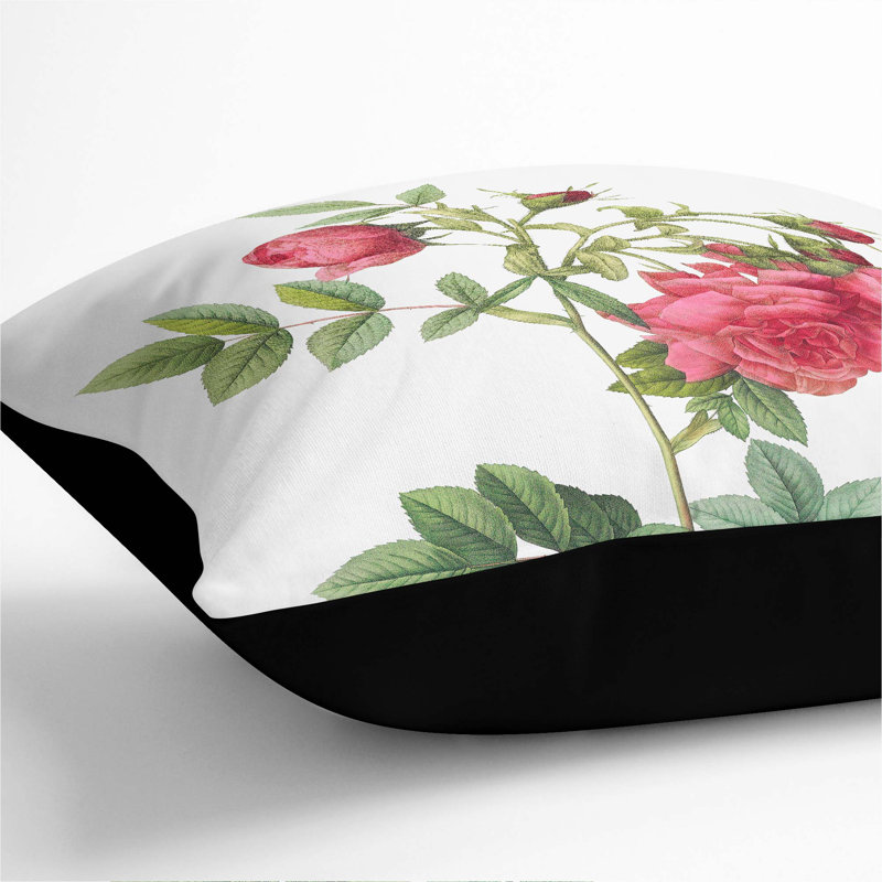 Floral Square Throw Cushion, Black, 55cm H x 55cm W x 20cm D