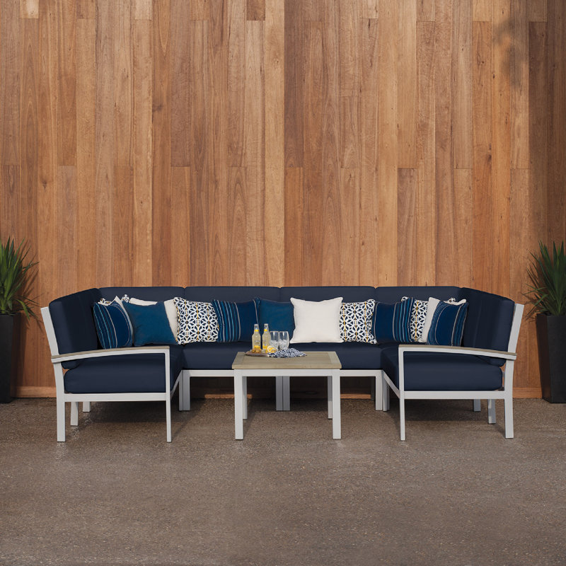 Travira Modular Side Chair with Cushions, Midnight Blue