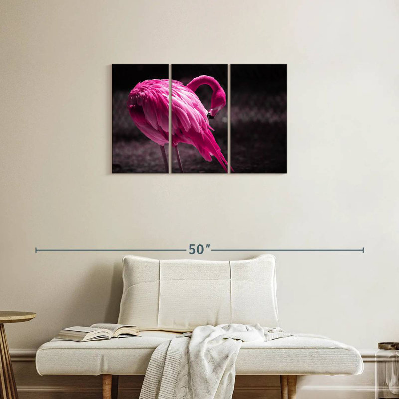 Beautiful Preening Flamingo, 20" H x 33" W