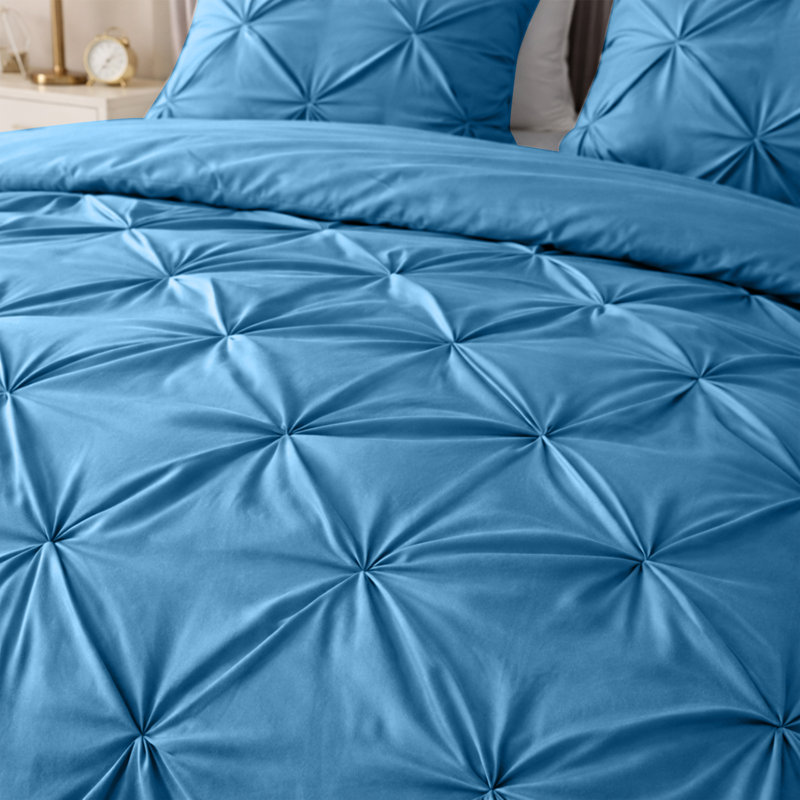 Pintuck Microfiber Duvet Cover Set with Pillowcases – Pleated Textured Bedding, Soft Luxury Quilt Cover, Breathable All-Season Comforter Cover, Modern Hotel Style Bed Set
