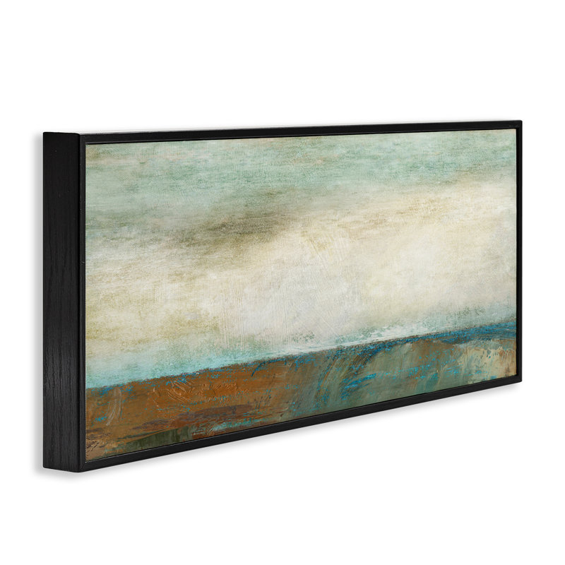  Vue de paysage marin brossé, estampe numérique par Suzanne Nicoll, H 10 po x l 24 po, Giclée encadrée noir minuit