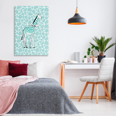 Toile girafe bleue à motifs bleus par Martina Pavlova