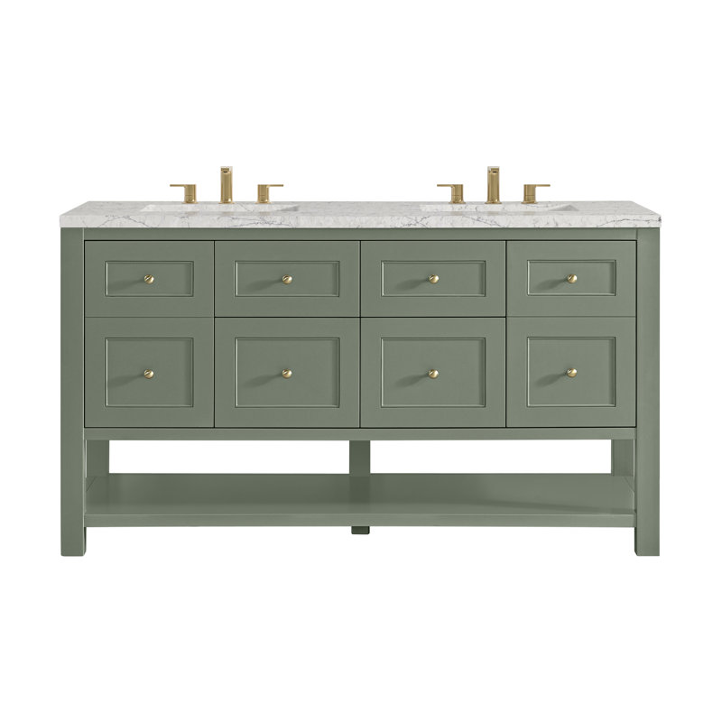 Breckenridge 60'' W Double Vanity, Smokey Celadon, Eternal Jasmine Pearl Silestone, Widespread