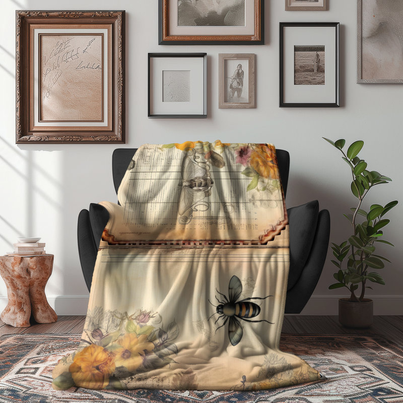 Honeycomb Haven Hymnal - 1 pièce Sherpa Premium - reproduction d'art luxueuse, Lit simple