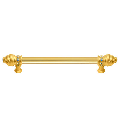 Caché 9 inches c.c. with 5/8 smooth center long pull with 16 rivoli Swarovski Aurore Boreale Crystals in Gilded Mercury