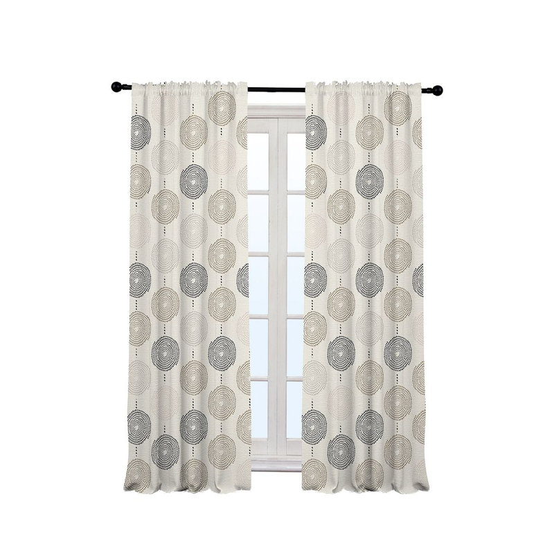 Spiral-Patterned Bohemian Single Panel Curtain, 140cm Width x 300cm Drop, Ecru