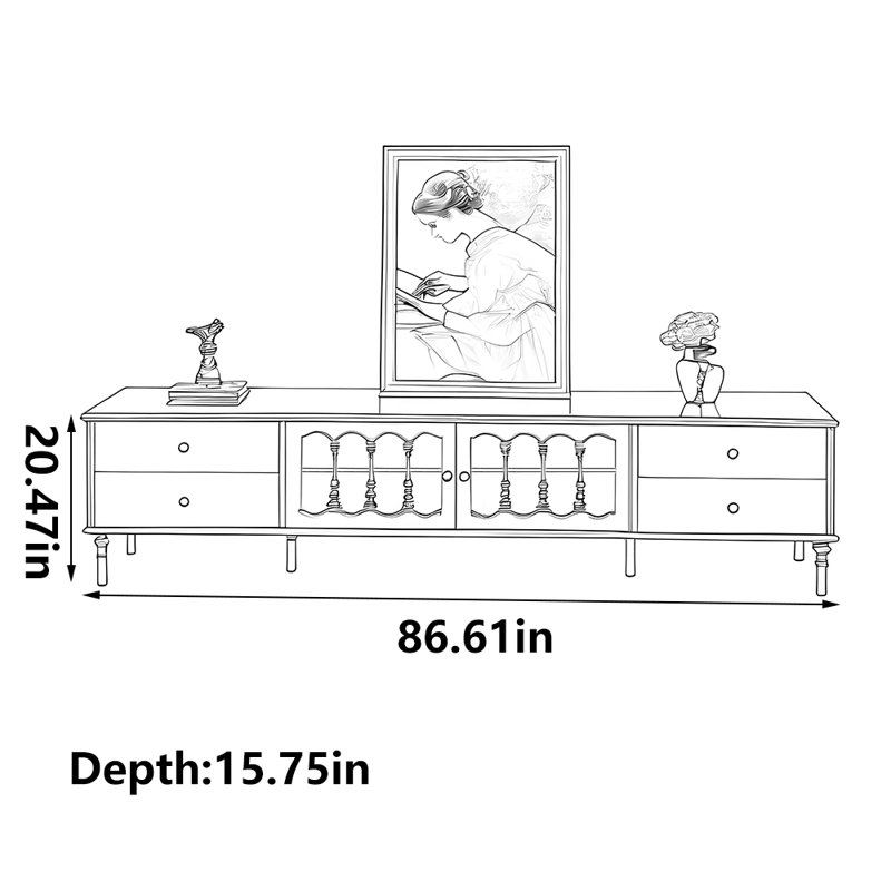 Meuble télé rétro classique durable, 86.61"