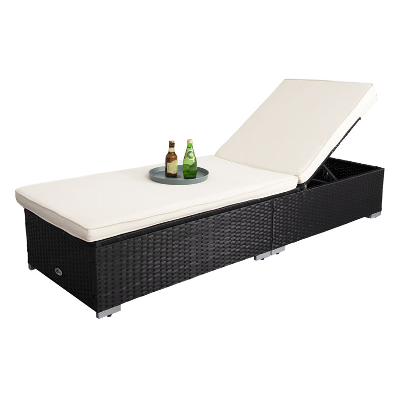 Chaise longue inclinable 76 po avec coussins 76 po, Noir