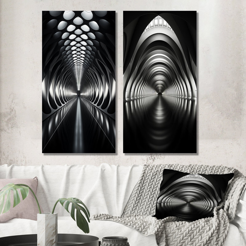 «Gray Tunnel Futuristic Elegance Sleek», 2 pièces, Toile tendue, H 40 po x l 40 po