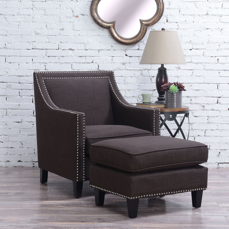 Chaise avec repose-pieds et repose-pieds Pickery House Furnishings Emery, Gris